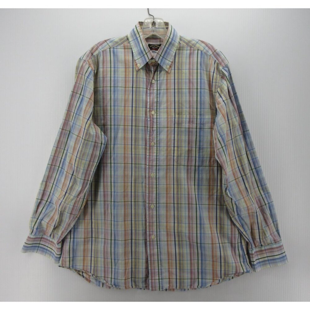 Paul & Shark Shirt Medium Yachting Madras Plaid Button Down Classic